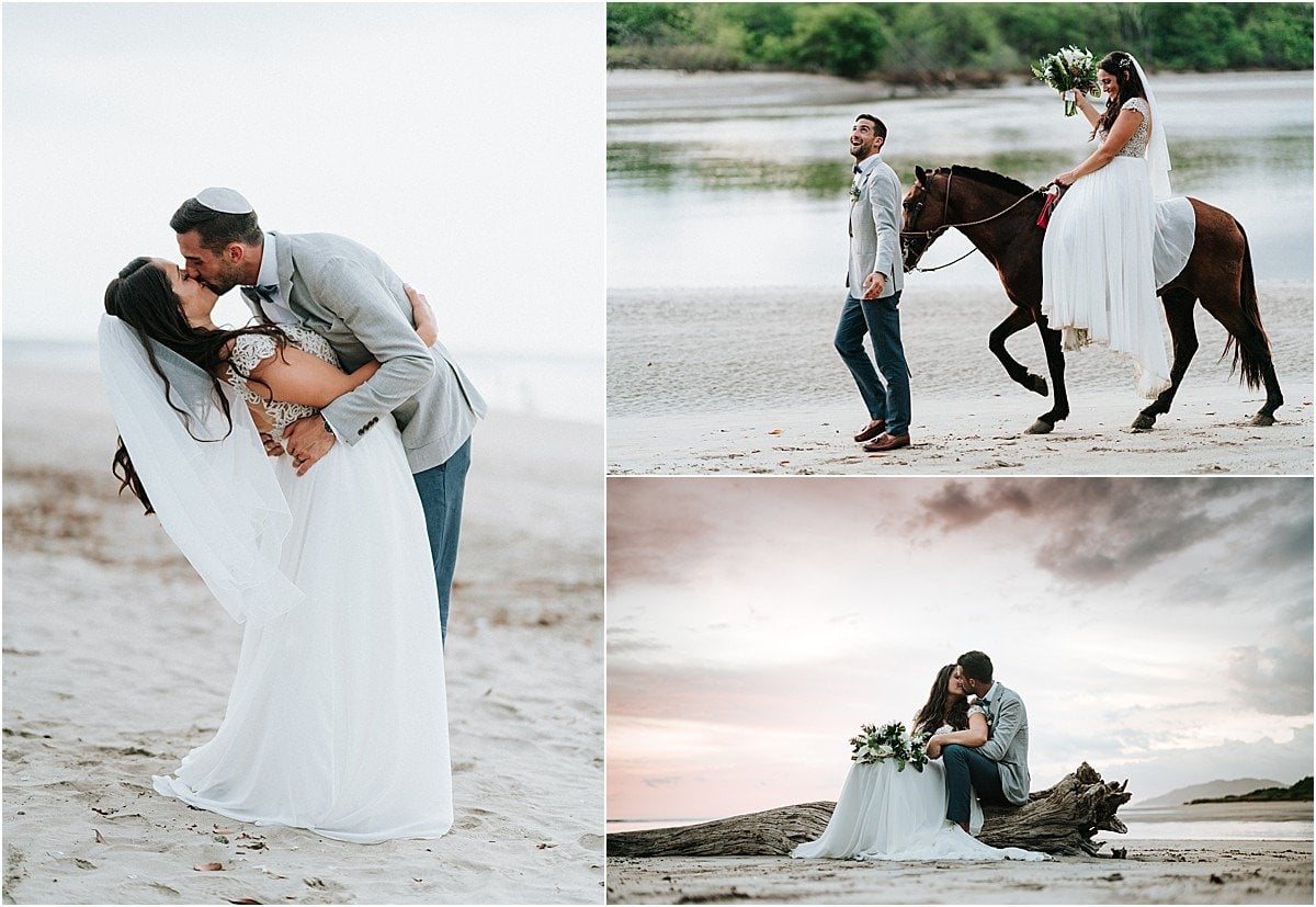 beach sunset horeses bride riding