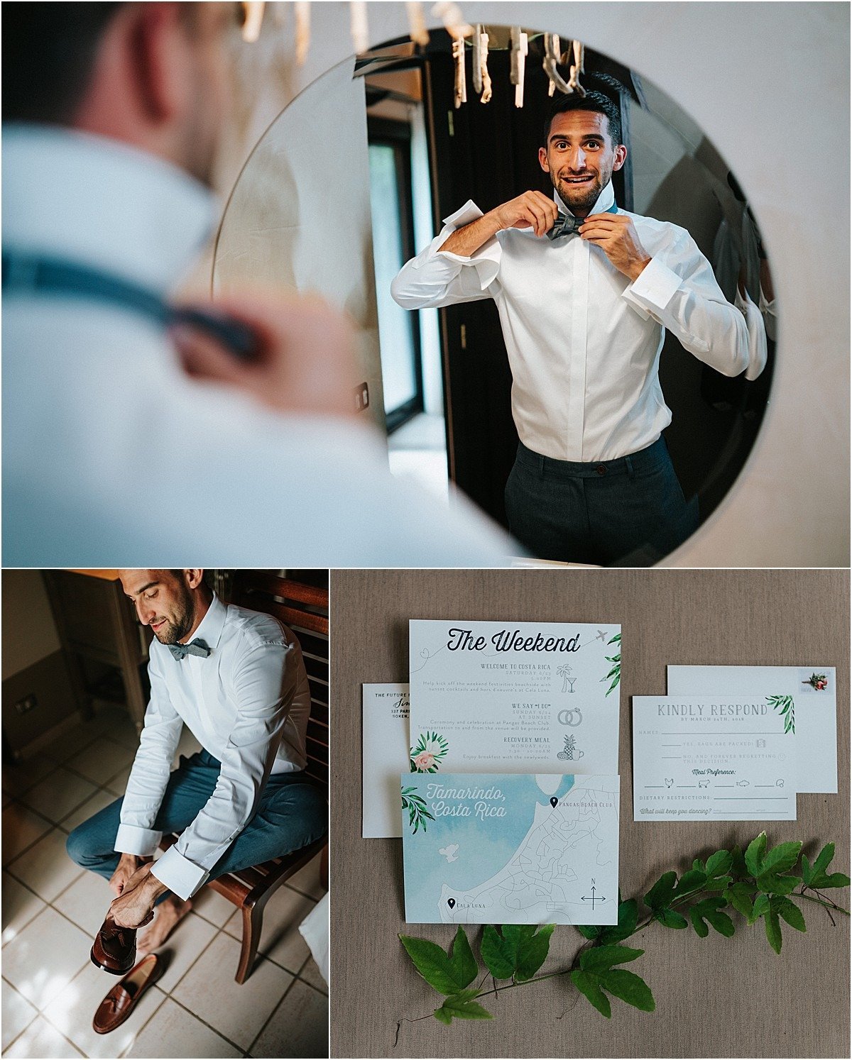 groom getting dressed for the big day