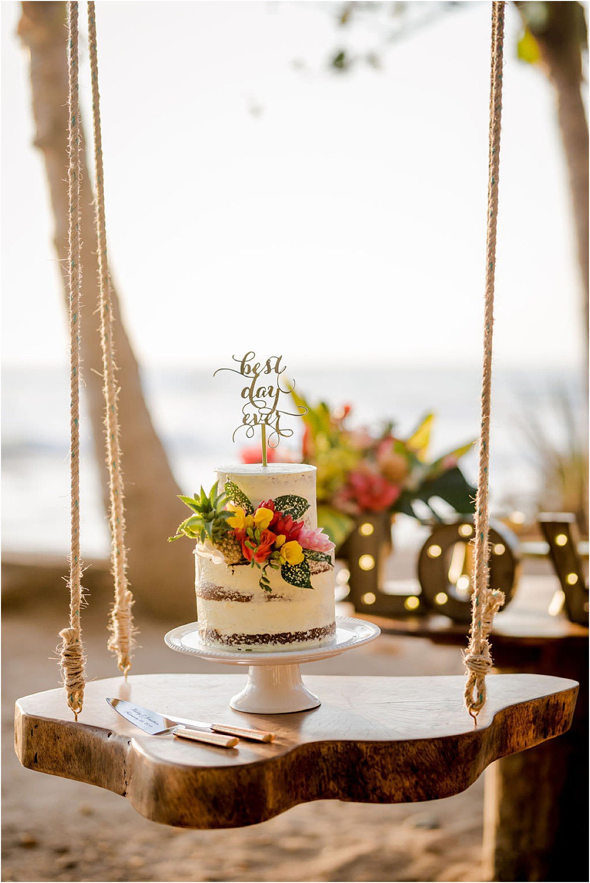 cake swing beach wedding naked wedding