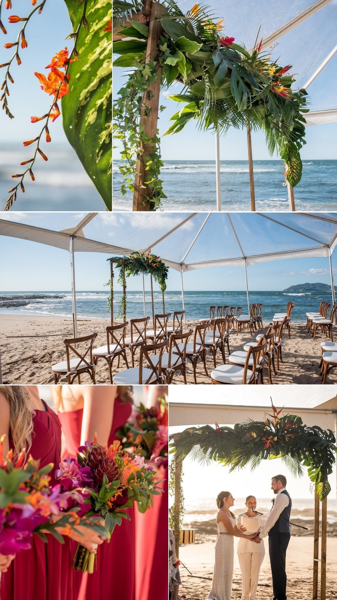 clear tented beach wedding