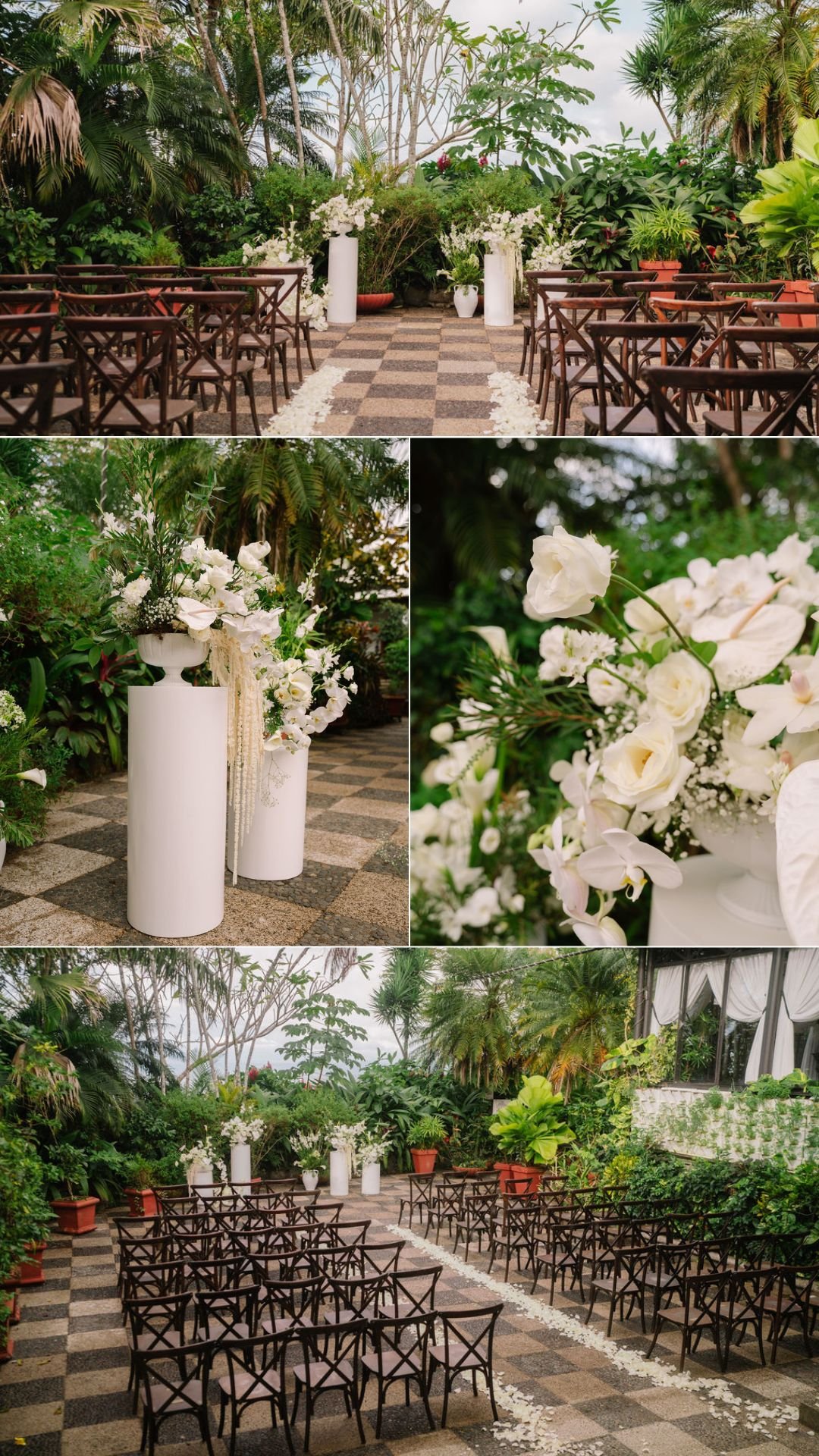 wedding ceremony decoration at villa caletas - white decor
