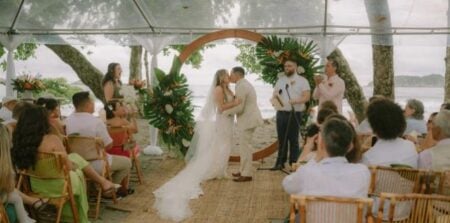 Colleen + Javier Tropical Jungle Wedding Featured on Brides and Magazines