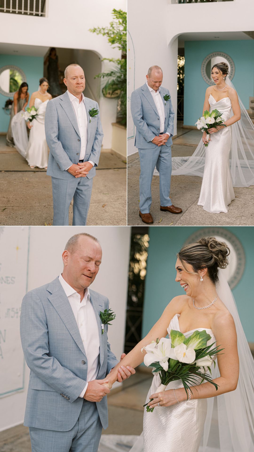 bride and father first look - daughter - dad bride and father first look - daughter - dad