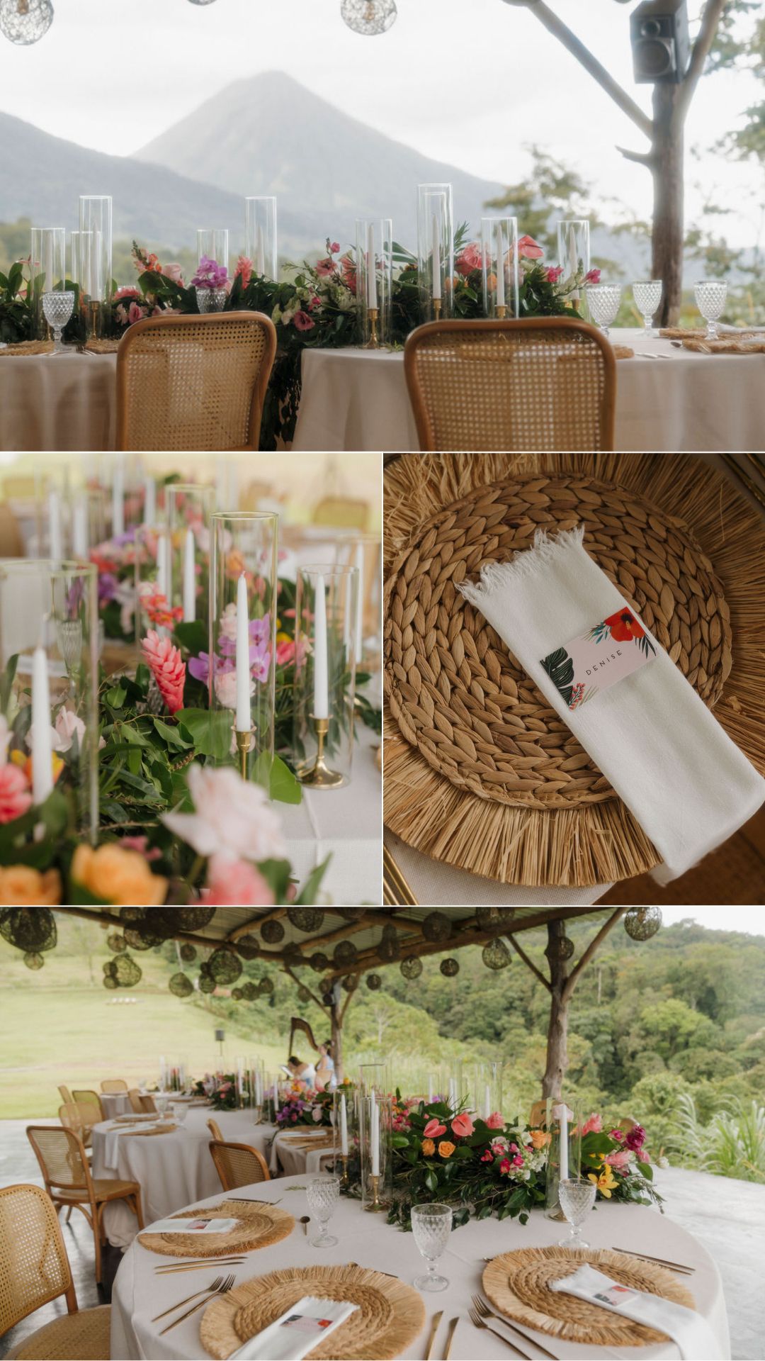 wedding reception decor at arenal el nido - observatory lodge