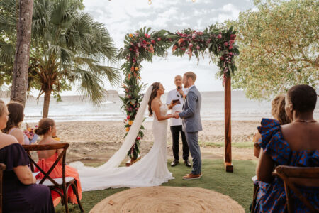Alexandria + Janssen's intimate villa wedding featured on Destination I Do