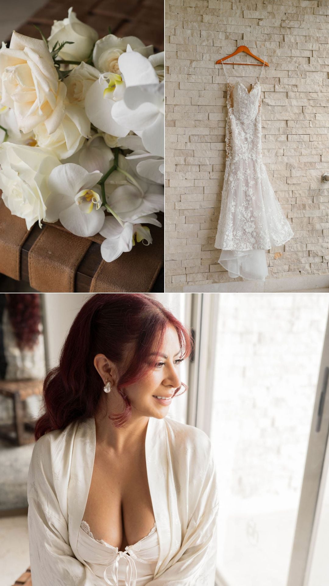 bride details at planet hollywood - dress - bouquet