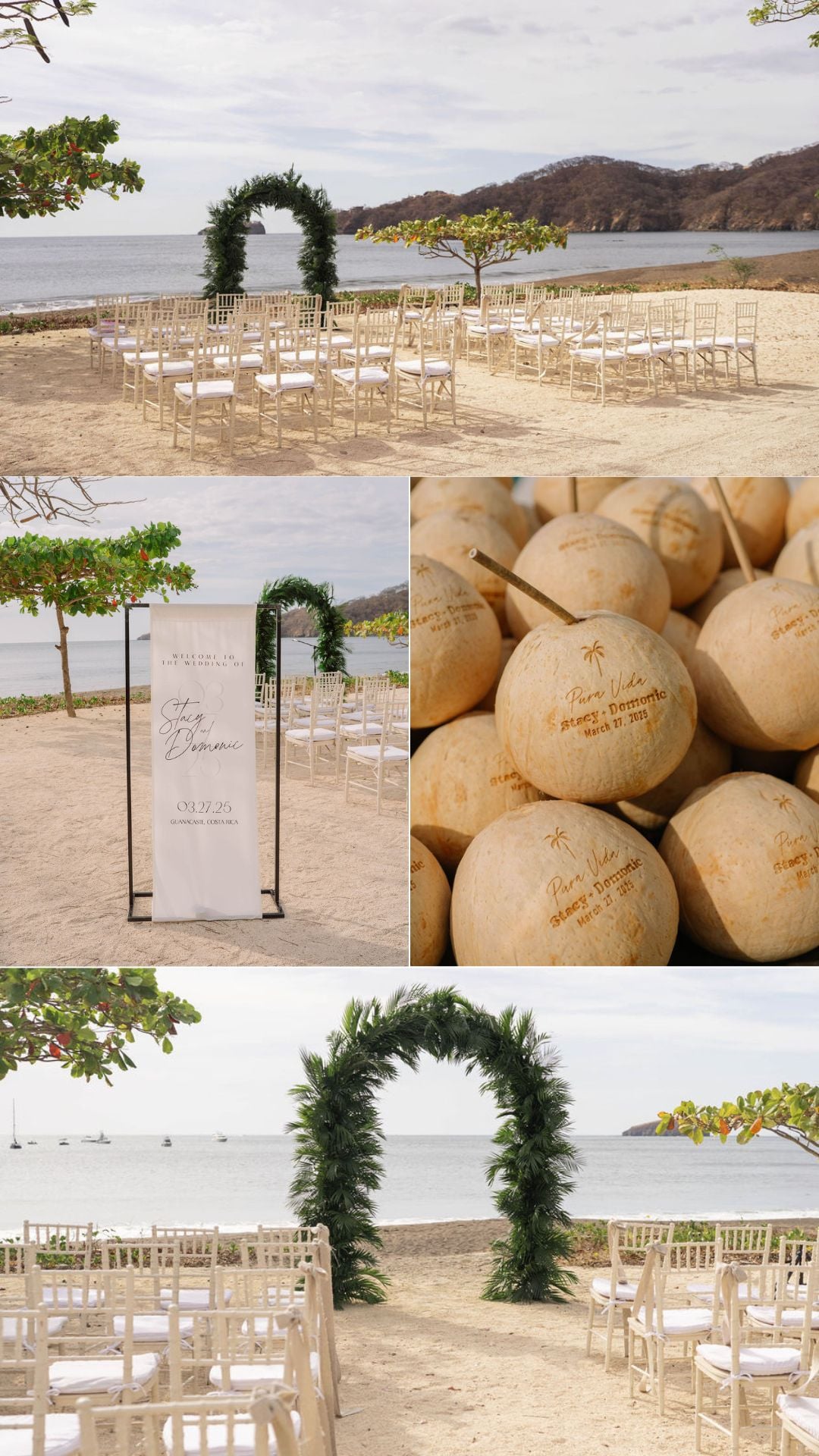ceremony details at pacifico beach club - coconuts