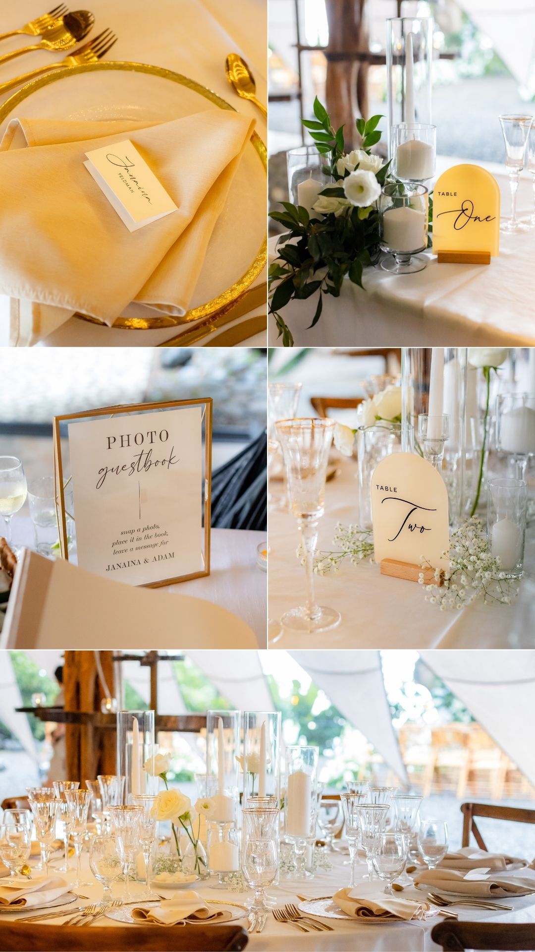 wedding reception details at villa caletas