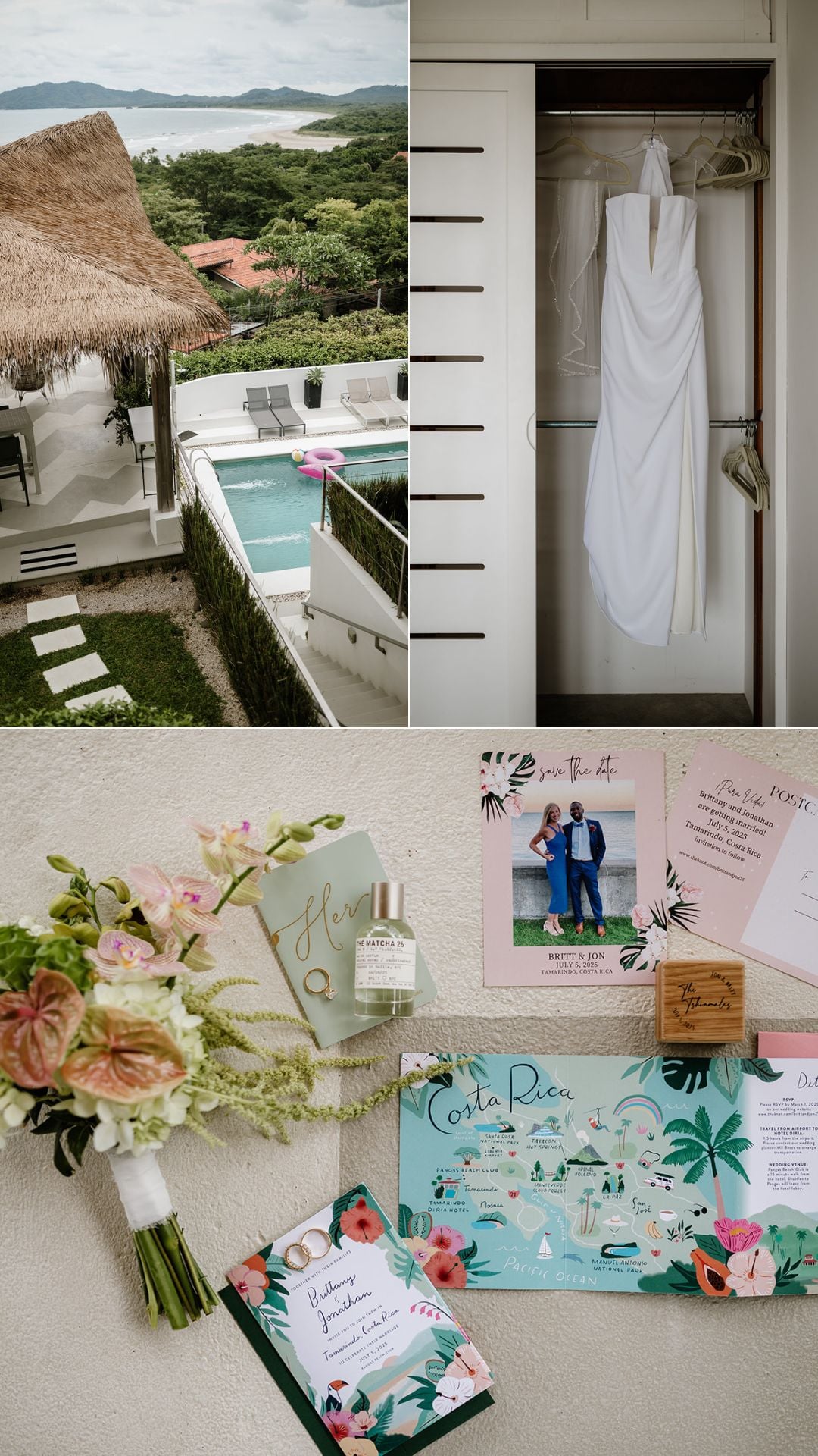 bride villa - dress - invitations - bouquet