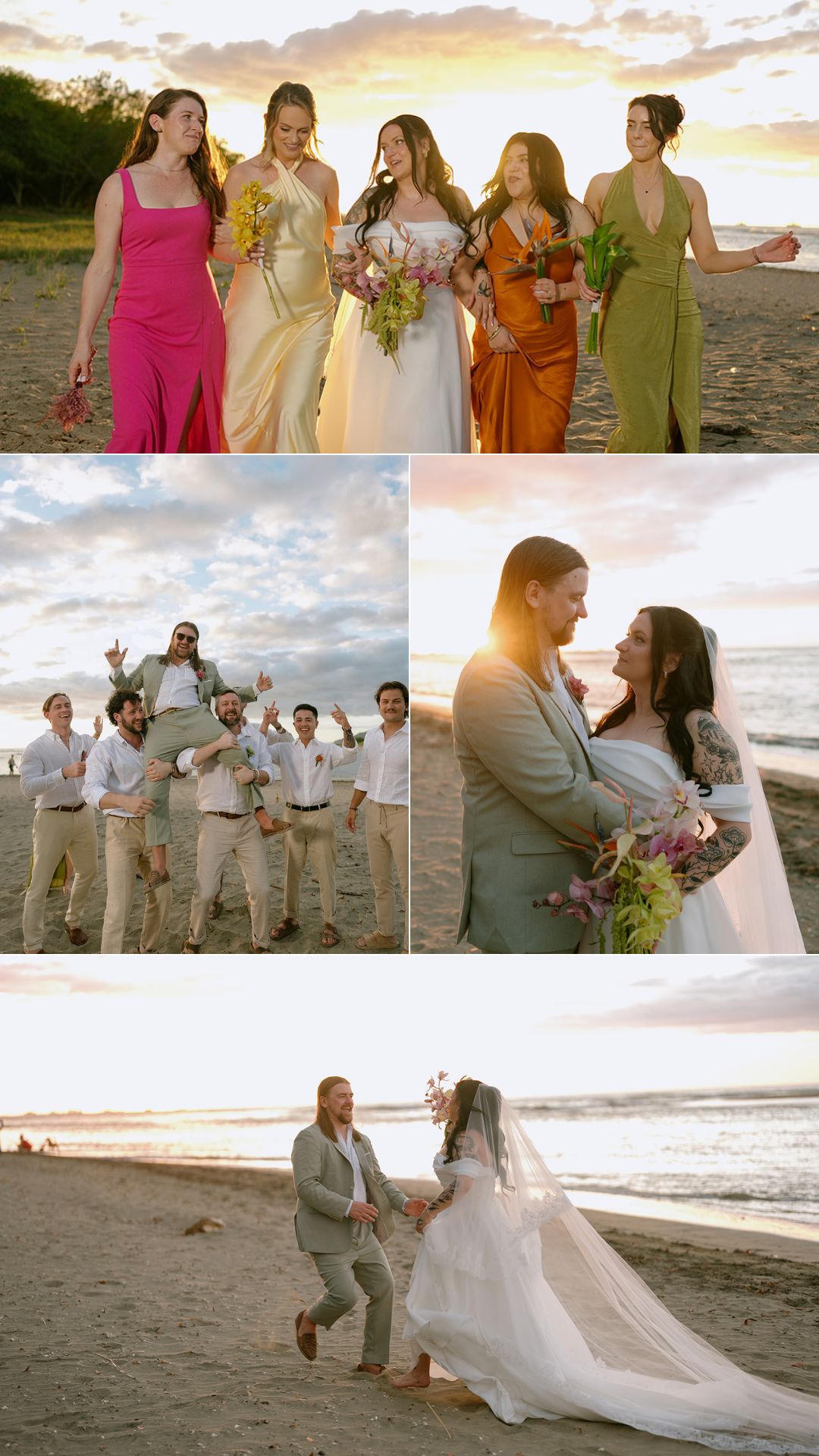 sunset photoshoot - groomsmen - bridesmaids - wedding party