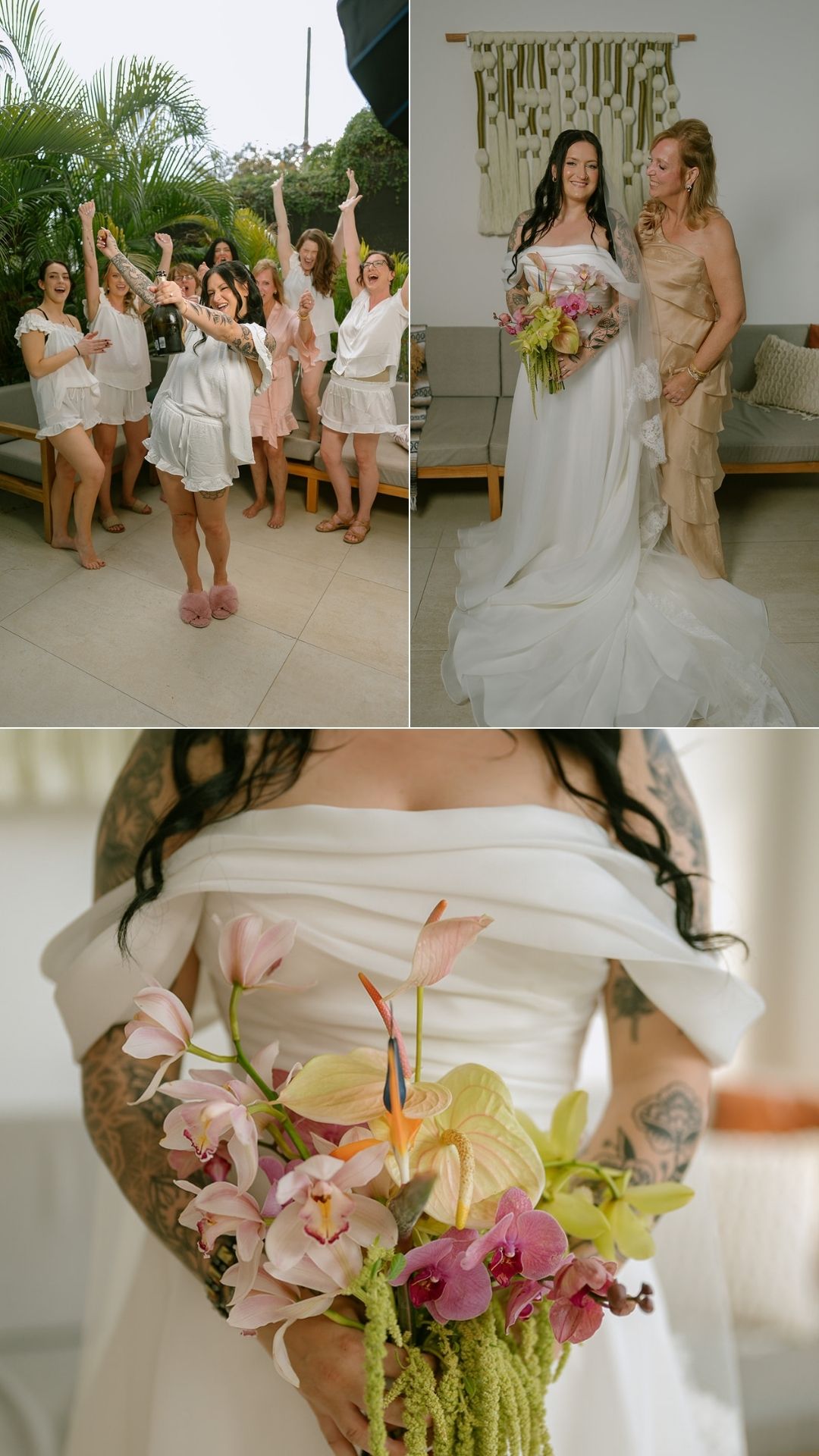 tropical colorful bouquet - wedding shoes